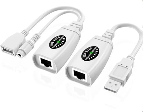 H.May Adaptateur d'extension USB RJ45 de 60m,prolongateur de réseau USB vers RJ45 (200FT),amplificateur de Signal d'extension pour scanners,imprimantes,disques durs,lecteurs de Cartes,Souris,claviers