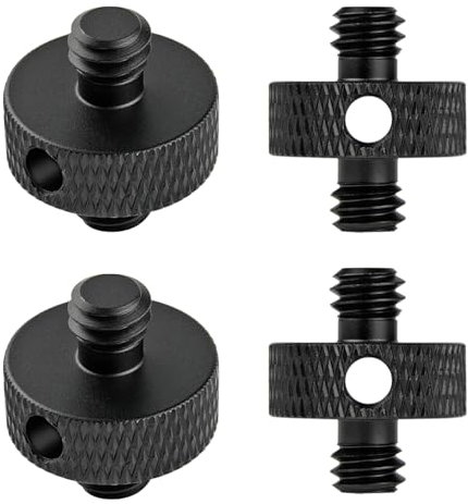 Rigych 4 Pièces Adaptateur de Vis 1/4” Mâle à 1/4”Mâle Vis adaptateur de Caméra Avec Trou, Caméra Vis de Trépied Adaptateur pour Trépieds et Monopods, Support de Lumière
