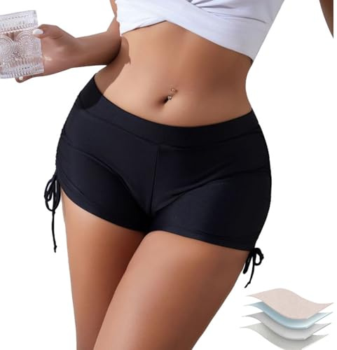 GWAWG Pantaloni mestruali per nuoto, biancheria intima sportiva da donna, costume da bagno a tenuta stagna per donne adolescenti ragazze, pantaloni mestruali neri, L, L