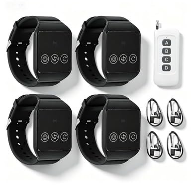 di Pulsanti di Chiamata Wireless, Cicalino a Vibrazione, Cercapersone Wireless Chiamata Cercapersone di Chiamata con Campanello Pulsante di Avviso con 4 Ricevitori per Orologi