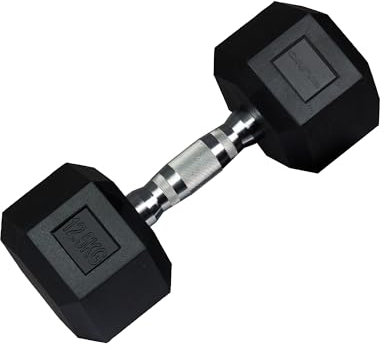 wuuhoo® Hexagon-Hanteln Dorian 2,5-27,5 kg Robuste, gummierte Gusseisen-Hanteln für Krafttraining zu Hause, ergonomischer Griff, perfekt fürs Homegym, auch als 2er-Set erhältlich 12,5 kg