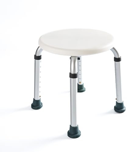 StrideOn Round Shower Stool – Height adjustable and Non-Slip Bath & Shower Seat