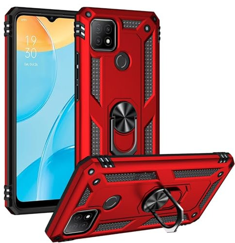 FERLAN Hülle für Google Pixel 4 XL,Handyhülle Ganzkörper Robuste Stoßfeste Schutzhülle mit 360 Grad Ring Ständer, Handyhülle Kompatibel mit Google Pixel 4 XL(Rot)