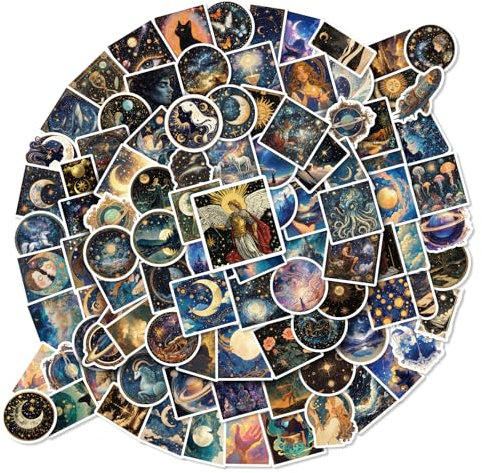 100 Stück schwarzer Stern Fantasy Universum PP Material wasserdichte Aufkleber Für Laptop, Handy, Wasserflasche, Skateboard; für Teens, Kinder Erwachsen