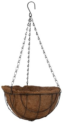 BESCH Macetero Colgante Fibra de Coco Base Acero para Soporte de Macetas de Estilo Cadena para Colgar en habitación, salón o balcón 25 Ø x 14 cm