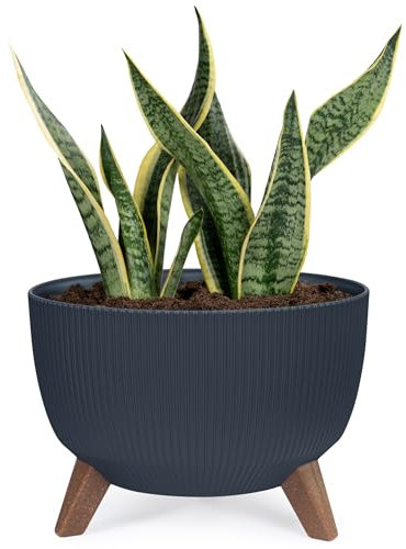 KONZEPT Pot de fleurs avec pieds - Grand bac à fleurs rond en plastique - 40 cm - Moderne et résistant aux intempéries - Pour l'intérieur et l'extérieur