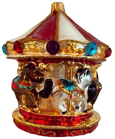Glas Christbaumschmuck mundgeblasen handbemalt in Europa | Weihnachtsbaum Anhänger für Weihnachten | Christbaumanhänger | Weihnachtsbaumschmuck (Karussell)