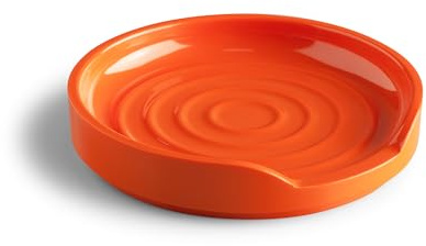 Zeal Circular Spoon Rest, Melamine Utensil Holder Rest, Tea Bag Tidy Dish, Durable Melamine, 12cm (Neon Orange)