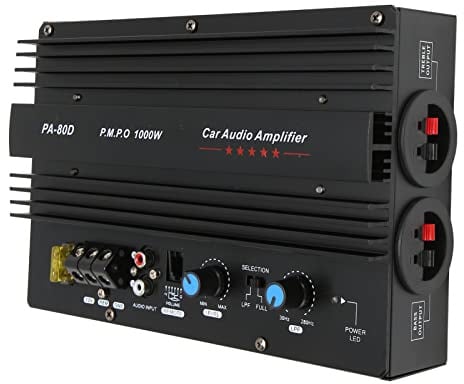 Ausla PA 80D Auto-Leistungsverstärkerplatine, Mono 1000W Hochleistungs-Subwoofer-Plattenverstärker mit Mehreren Schutzfunktionen, für Auto-Entertainment 12V