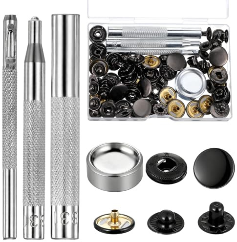 20 Sets Druckknöpfe und Werkzeug Kupfer Druckknöpfe Φ15mm, Druckknopf Set, Robustes Leder Druckknopf Set Druckknopfe mit Befestigungswerkzeug für Lederhandwerksjacke Handtasche