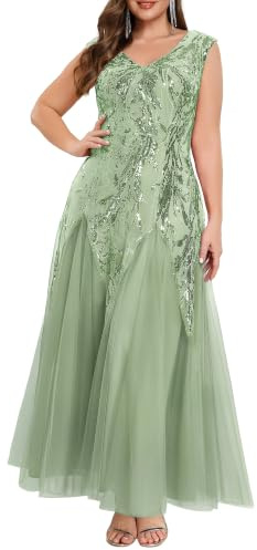 Ever-Pretty Ballkleider Damen Lang Pailletten Ärmelloses Abendkleid mit V-Ausschnitt für Kleid Silvester EE02559