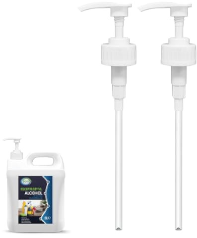 2 Pcs 5L Bottle Pump Dispenser for Isopropyl Alcohol Pump for 5ltr Container Cleaning With Tube 4ml Dose Ideal for Shampoo, Alcohol, Oils, Perfumes, Fragrances for Isopropyl 5l Pump Dispenser