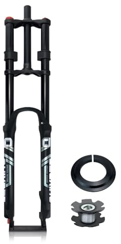 LHHL 26 27,5 29 Forcella Ad Aria per Mountain Bike XC/AM Doppia Spalla Forcella per Bici Rebound Regolabile con Blocco, Corsa 150mm 1-1/8 Dritta Forcella Anteriore Freno A Disco QR(Black,27.5'')
