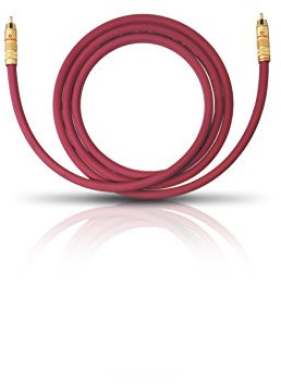 OEHLBACH NF 214 Subwoofer-Kabel - Hochwertiges Cinch-Kabel für kraftvollen Bass, versilberte Kupferleiter (SPOFC), 24kt. vergoldete Kontakte, optimale Signalübertragung, 3 Meter, Bordeaux