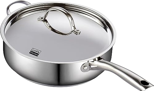 Cooks Standard Classic 02523 Stainless Steel 5-Qt/11-inch Deep Saute Pan with Lid, Silver, 5 Quart
