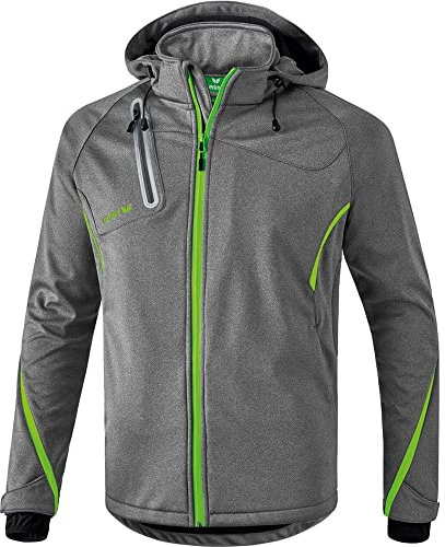 Erima Basic Fonction Veste Softshell Homme, Gris Mélange/Green Gecko, S