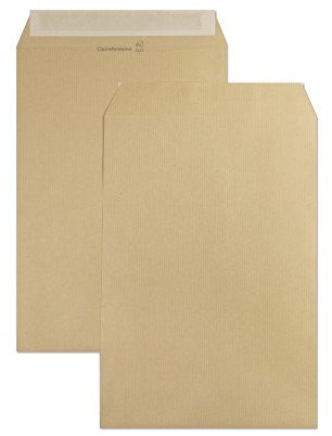 Clairefontaine 5744C - Paquet de 50 Pochettes Kraft Milleraies Brun B5-176x250 mm - Auto-Adhésives - 90g/m²