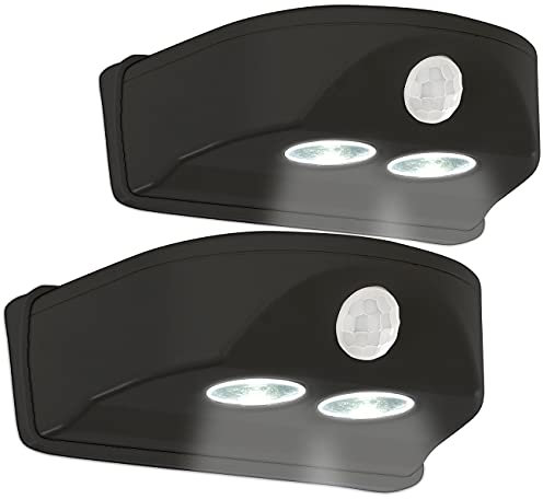 Luminea Schranckleuchte: 2er-Set LED-Türleuchten, Bewegungs-/Lichtsensor, 0,4 W, 50 lm, schwarz (Lampen mit Bewegungsmelder, LED-Türleuchte für innen, Schrankbeleuchtung)