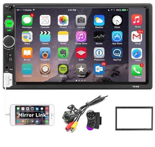 Radio estéreo para Coche de 2 DIN, Reproductor HD de 7 Pulgadas, Pantalla táctil MP5, Pantalla Digital, Bluetooth, Multimedia, USB, 2 DIN, autoradio, interconexión de teléfono móvil con 12 LED cámara