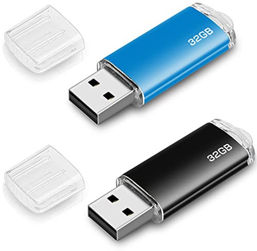 lUCKGOOD886 32 GB USB Flash Drive（2 Pack） 32GB Memory Stick ，32GB Pen Drive (Black Blue)