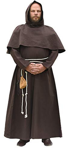 Battle-Merchant - Habit de moine - avec capuche et cordon - style médiéval/jeu de rôle grandeur nature/déguisement - marron - L/XL