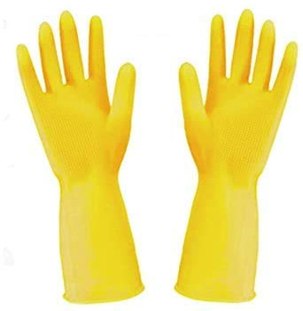 Dstock60 -10 paia di guanti impermeabili per la casa, i piatti, la cucina, la biancheria, la pulizia. Gomma riutilizzabile - Maniche lunghe - Colore Giallo - Taglia 7,5 - M -