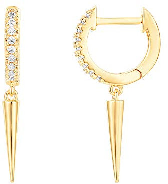 PAVOI 14K Yellow Gold Plated S925 Sterling Silver Post Drop/Dangle Huggie Earrings for Women | Dainty Awl Earrings