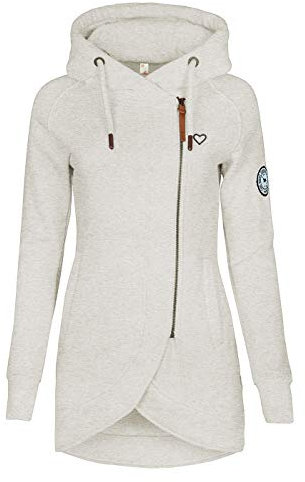 ELFIN Damen Jacken Sweatjacket Damen Sweatjacke mit Kapuze,Leicht Grau,L