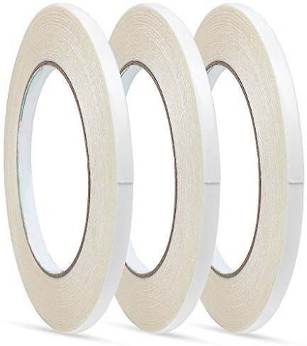 ZTMY 3 Rolls Double Sided Tape Adhensive Sticky Tapes for DIY Craft,Gift,Photos,Documents,Wallpaper,Card Making-6mm(1/4 inch) Wide and 15m Long