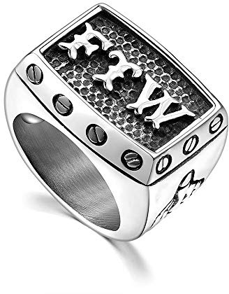BlackAmazement 316L Edelstahl Ring Tief gravierte Buchstaben FTW Mittelfinger Silber Schwarz Punk Biker Herren