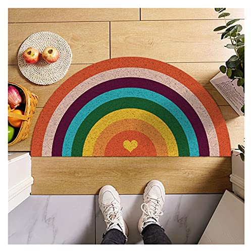 YSYSPUJ Badematte Halbkreis Türmatten Outdoor Indoor Antiwäsche PVC wasserdichte Ant-Rutsche Schlafzimmer Teppiche und Teppiche Regenbogen Gedruckt Eingang Fußmatte (Color : 03, Size : 45cmx90cm)