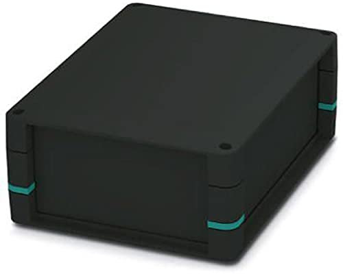 PHOENIX CONTACT UCS 195-145-H-GD 9005 Komplettgehäuse für Leiterplatten, Flexibel Positionierbar Beinhaltet Gehäusehalbschalen, Seitenwände Geschlossen, Schwarz mit Eckeinlegern türkisblau