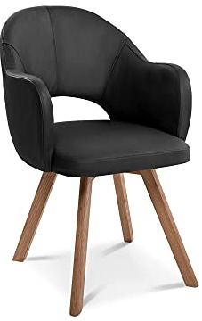 moebel-eins DOLORA Schalenstuhl, Gestell Massivholz, mit Drehfunktion, Echtleder, schwarz