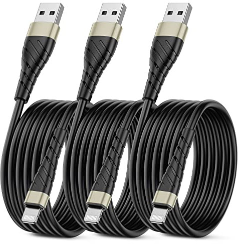 OIITH 3-Pack 10ft iPhone Charging Cord, Extra Long 10 Feet, 2.4A Power Wire, MFi Certified, Compatible with iPhone12/11/XS/Max/XR/X/8/7/iPad
