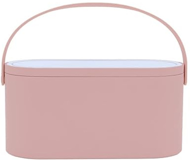ooazbhy Boîte de maquillage avec miroir de maquillage LED - Organiseur portable de voyage - Miroir de beauté - Cadeau pour femme et fille - Rose