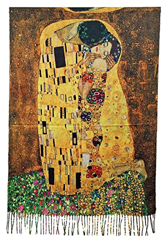 Toocool Unisex Schal Stola Klimt Van Gogh Kandinsky Monet Foulard Kunstgemälde 70x170cm Tuch Berühmte Meisterwerke Tragbare Kunst A001 [Eine Größe, Kuss 2 ]