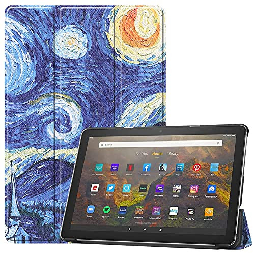 FanYuan Cover per Amazon Fire HD 10 2021 Tablet, con Auto Sveglia/Sonno, Funzione Stand, Chiusura Magnetica, Ultra Sottile Case Custodia per Amazon Fire HD 10 2021.(Cielo Stellato)