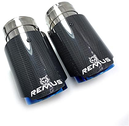 Auspuffblende 1 STÜCK Auto-Auspuff-Schwanzrohr glänzend Carbon-End-Ende-blaue Edelstahl-gerader Schalldämpfer-Tipp mit Fit-Verwendung for BMW F30 Auspuff Endrohr (Color : 70-89mm)