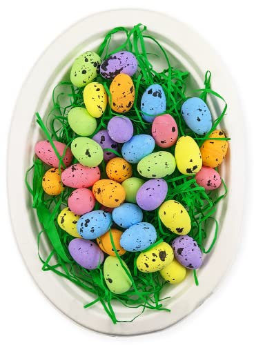Netuno 36 Stück Styropor-Eier Mehrfarbig 2,5x3 cm Ostereier gefleckt Schaum Eier Deko-Eier Vogel Nest Eier für Osterparty-Dekoration gesprenkelte Styroporeier bunt Kunststoff Eier Osterdeko