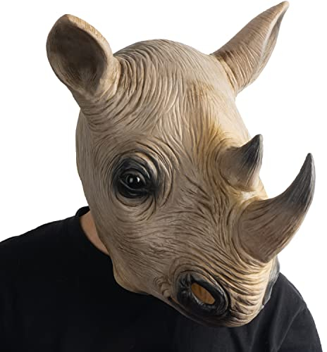 CreepyParty Nashorn Maske Tier Latex Vollkopf Realistische Masken Für Halloween Karneval Kostüm Party Parade
