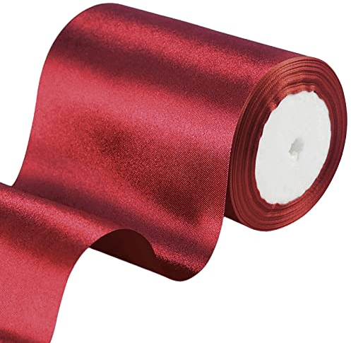 POPOYU 23m Geschenkband Bordeauxrot Breit,Satinband 10cm Breit,Geschenk Schleife XXL,Breites Band Bordeauxrot,Riesen Geschenkschleife,Geschenkschleife Auto xxl für Verpacken von Geschenken Weihnachten