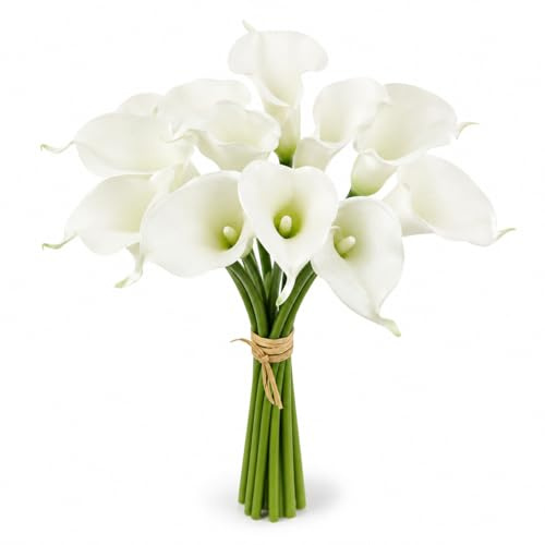 GIVBRO Künstliche Calla-Lilien, künstliche Blumen, Brautschmuck, Hochzeit, Party, Dekoration, Blumenstrauß, Latex, fühlt sich echt an, 34 cm, 10 Stück