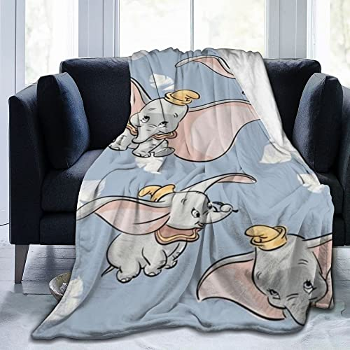 Decke für Dumbo, weiche, leichte Plüsch-Flanell-Fleece-Decke mit Cartoon-Druckmuster für Couch, Sofa, Bett, Reisen, ganzjährig, Dekorationsdecke für Baby, Kinder, Jungen, Mädchen, 101,6 x 127,6 cm