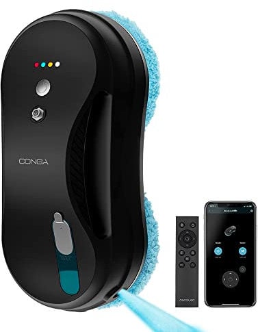 Cecotec Fensterputzroboter Windroid 890 SprayWater Smart Connected. 90 W, 3-in-1: Sprüht, Reinigt und Trocknet, App, Fernbedienung, Automatisches Sprühen, 4 Prog, Steuerung von Funktionen, Bewegungen