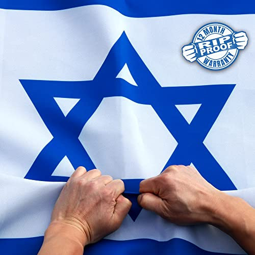 Anley reißfeste Technologie Doppelseitige 3-lagige Israel-Flagge 3 x 5 Fuß – lebendige Farbe, Segeltuchkopf und knitterfest – die stärkste, langlebigste israelische Nationalflagge 3 x 5 Ft