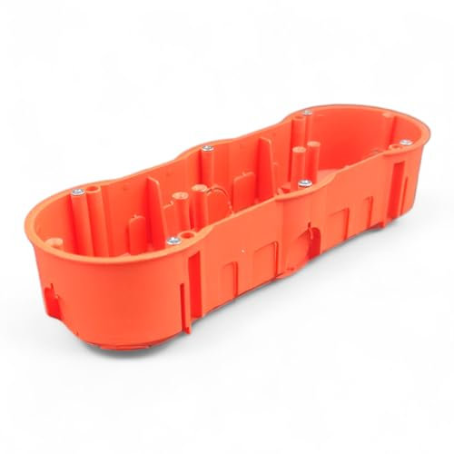 1x 3-fach Unterputzdose, Gerätedose, Schalterdose, Abzweigdose Orange Unterputz UP HW Ø68 x 204 x 46 mm Tiefe, Zum Einbau von Schaltern & Steckdosen, PK60-42WPG 1st.