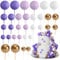 ASTARON 32 Pz Palla Cake Topper Decorazioni Mini Palloncini Cake Topper Bastoncini Palline di Schiuma Cake Picks per Matrimonio Festa Compleanno (Viola Oro)