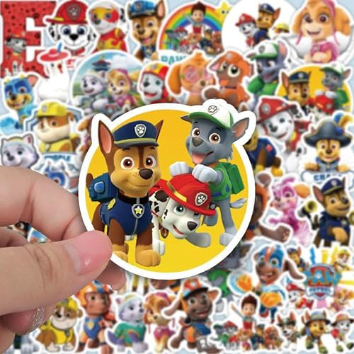 Finedeco 50 Stück Paw Dog Patrol Aufkleber für Kinder Laptop Skateboard Watter Bottle