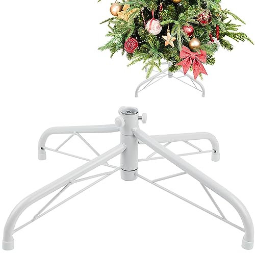 CCINEE Weihnachtsbaumständer aus Metall, universal, faltbar, 39 cm, Ersatz-Baumständer, Basis für 90 cm bis 180 cm, künstliche Bäume, Weiß