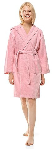 Twinzen Accappatoio Bambino Adolescenti con Cappuccio, 100% Cotone OekoTex, Accappatoio Ragazzo Ragazza 15-16 Anni Rosa - Tessuto Spugna Accappatoio da Bagno Ultra Morbido e Assorbente